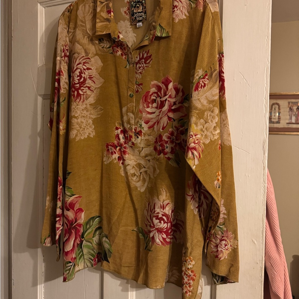 Johnny Was Floral Embroidered Blouse